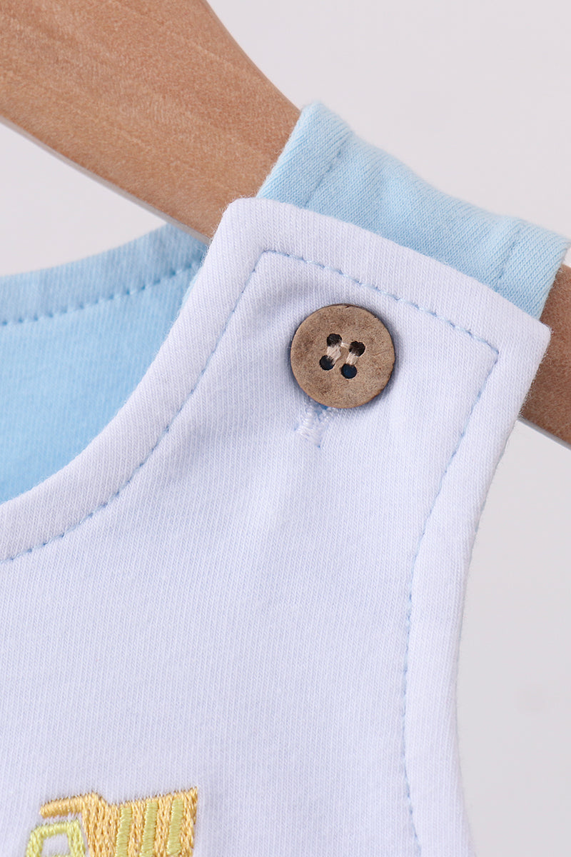 Blue Vehicle Embroidered Bubble | Boutique Children's Clothing