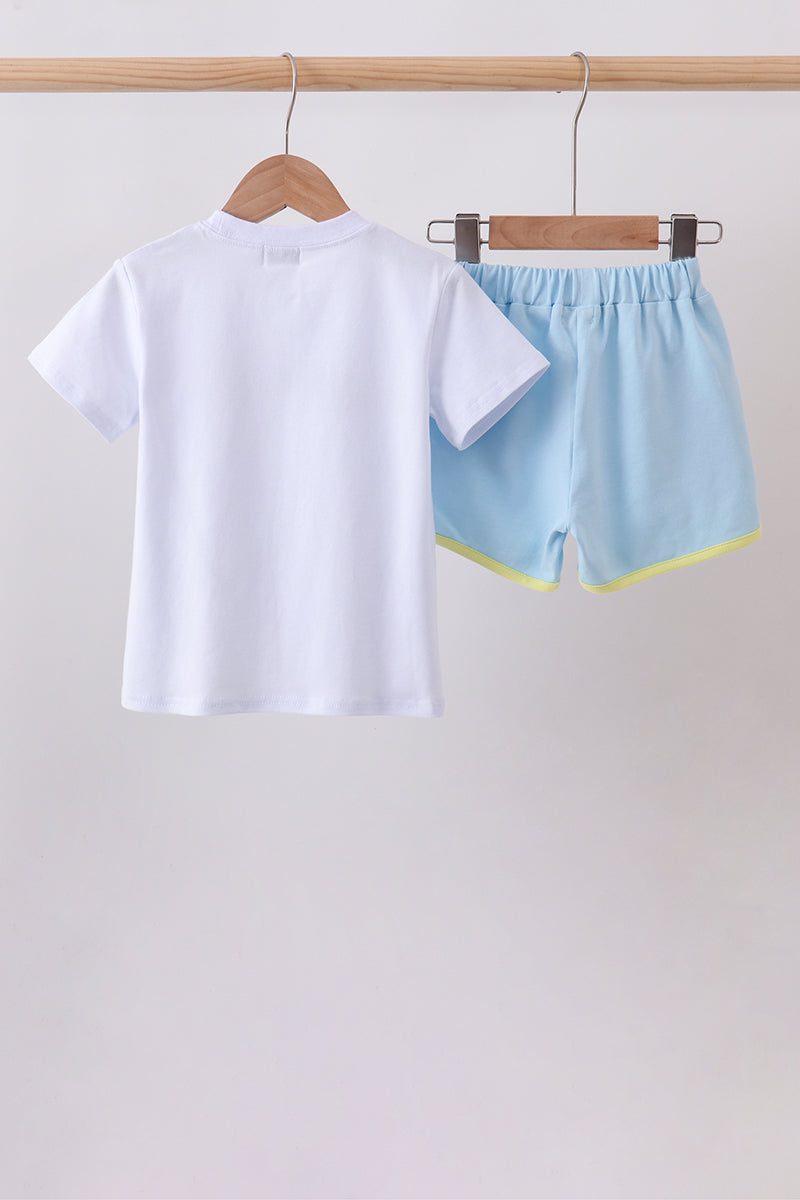 Blue Vehicle Embroidered Set | Boutique Children's Clothing