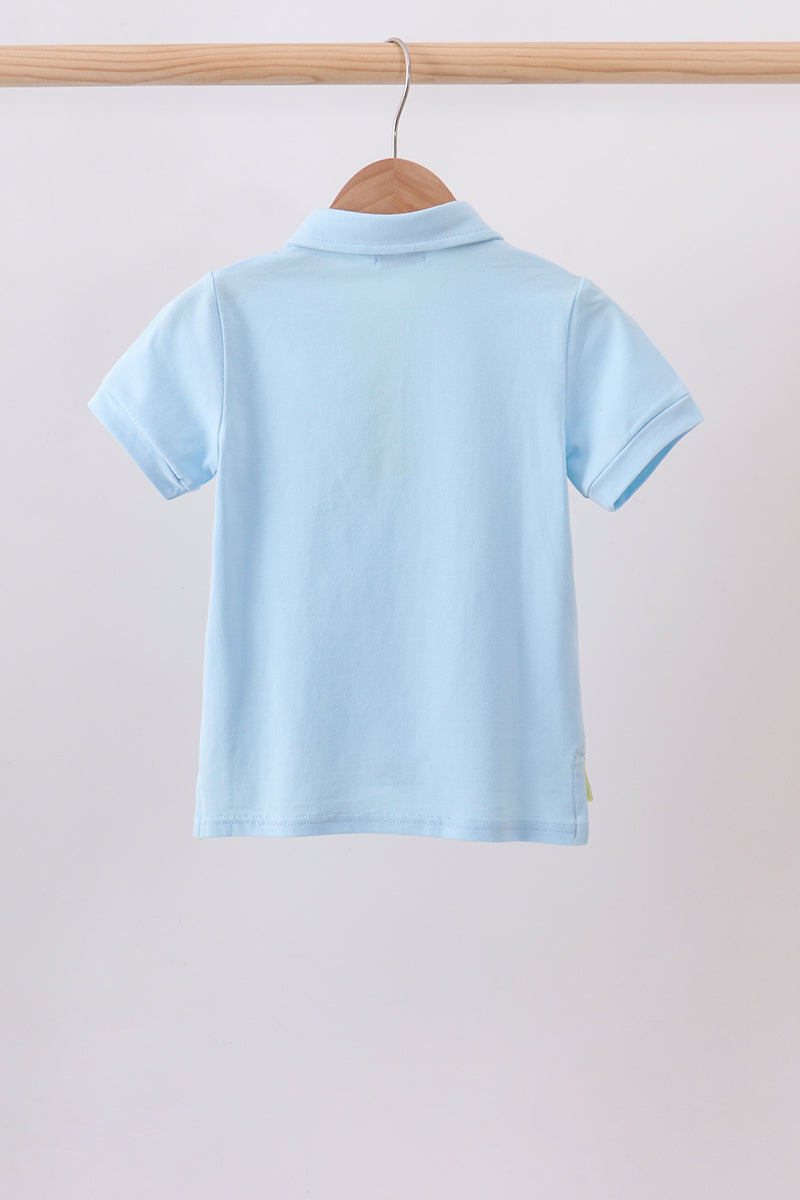Blue Tractor Embroidered Polo | Boutique Children's Clothing
