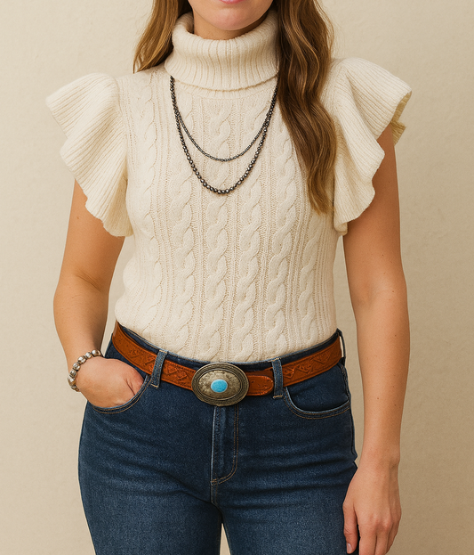 Cable Knit Ruffled Sweater *Multiple Colors* RTS | Boutique Children's Clothing