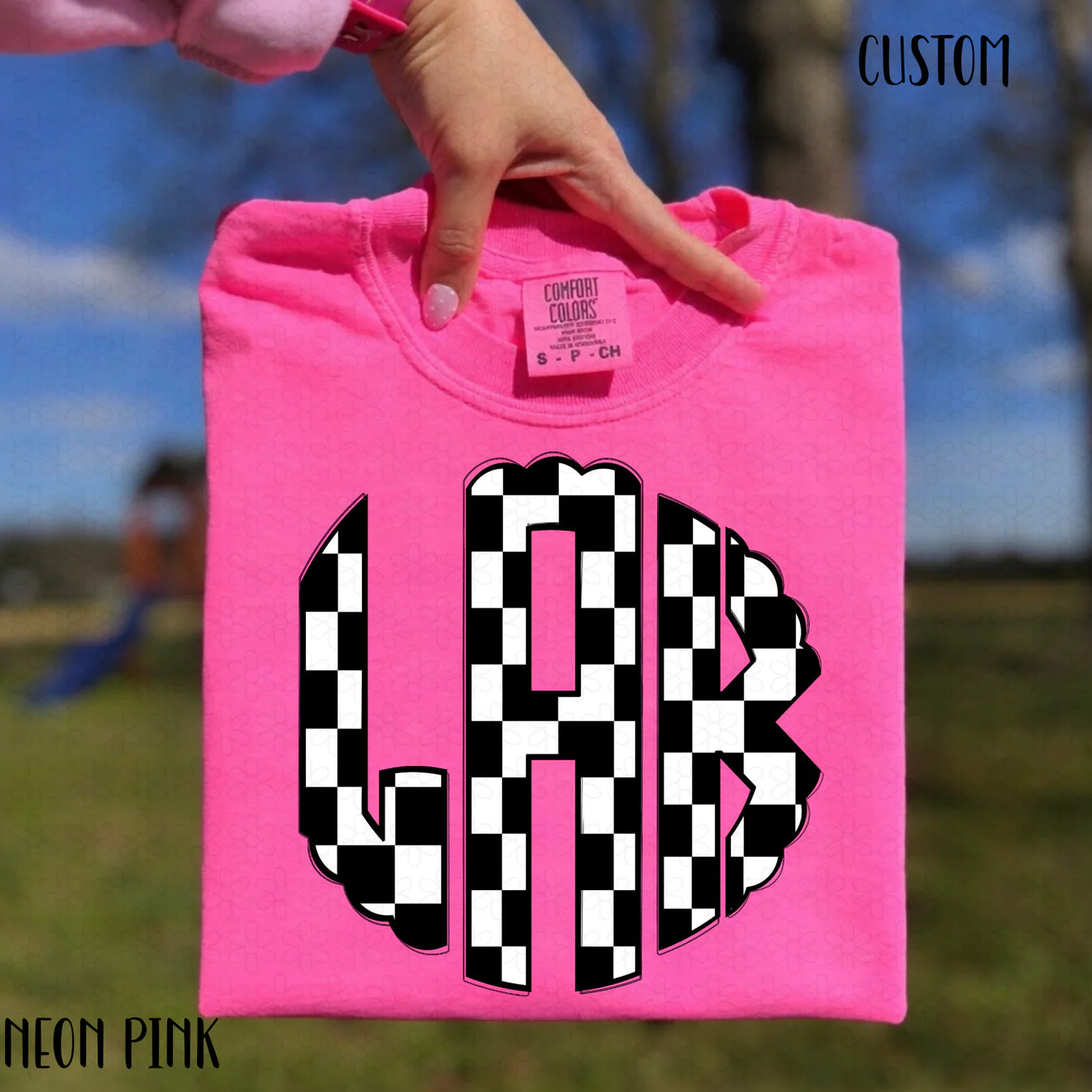 Black and white Checkered Monogram-Custom Completed Tee