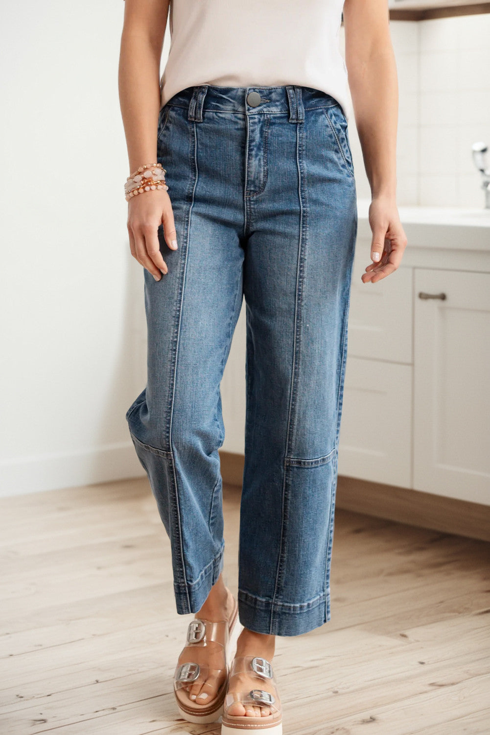 Blue Exposed Stitching Pants RTS