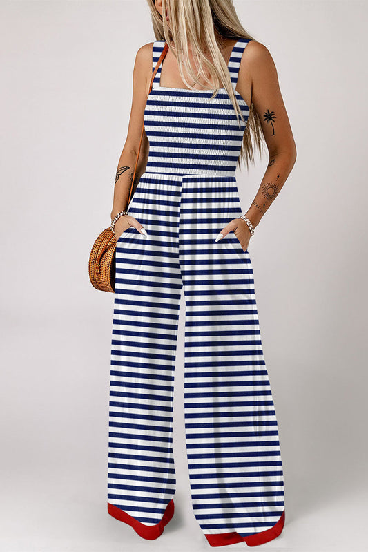 Blue Stripe Wide Leg Jumpsuit | Boutique Children's Clothing