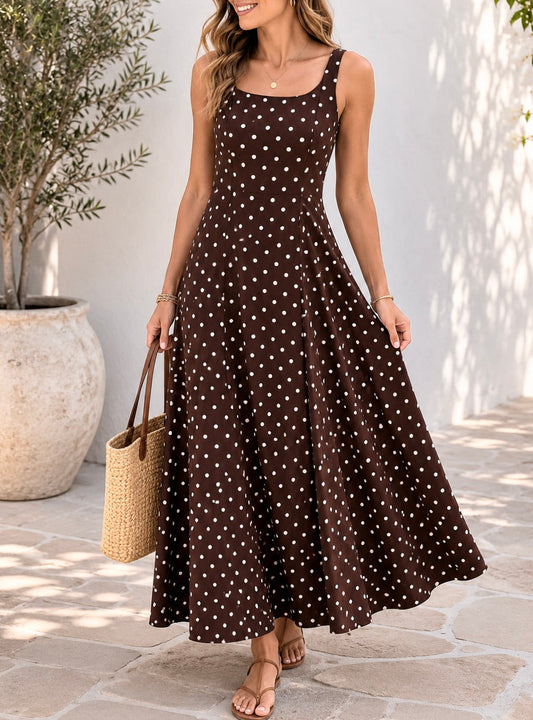 Brown Polka Dot Vacation Dress RTS | Boutique Children's Clothing