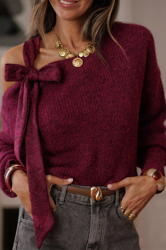 Burgundy Lace Bowknot Sweater LT | Boutique Children's Clothing