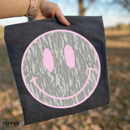 Camo Smiley Face Completed Tee
