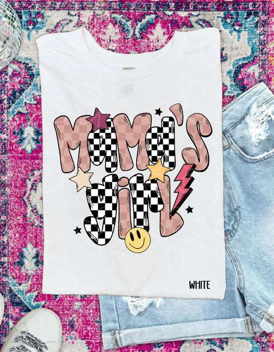 Checkered Retro Smiley MaMa's Girl Completed Tee