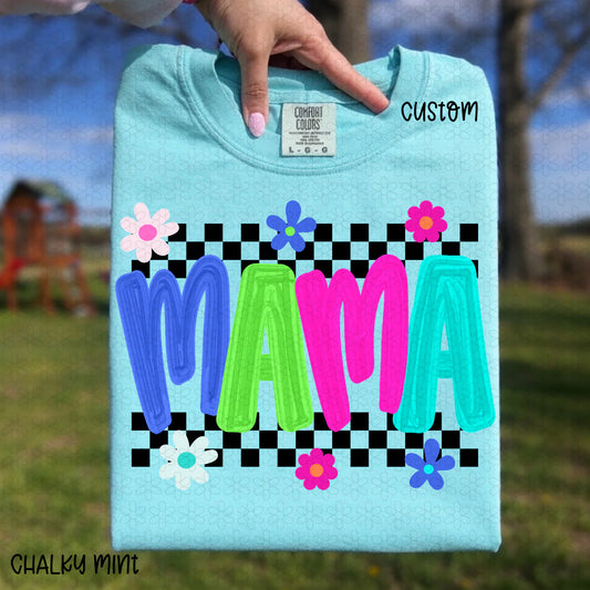 Checkered Retro Custom Name Completed Tee