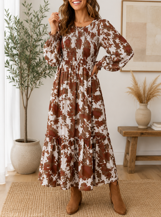 Chestnut Floral Dress | Boutique Children's Clothing