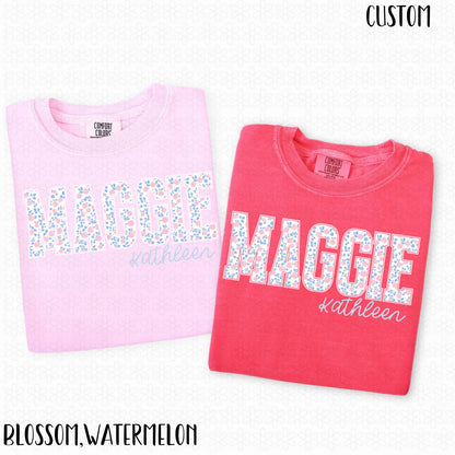 Custom Floral Names Completed Tee