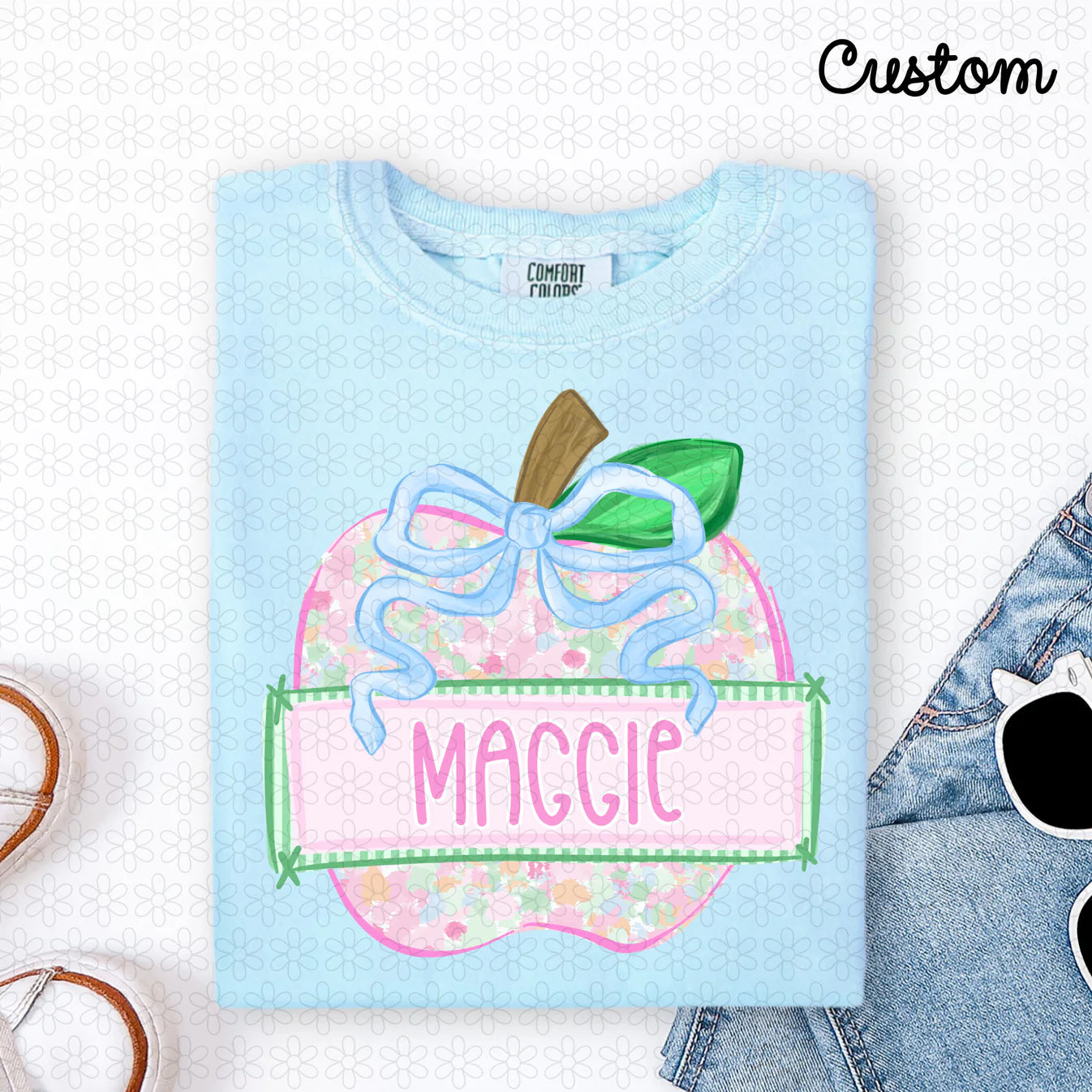 Custom Preppy Apple Name Graphic Tee | Personalized Back to School Shirt | Blush & Briar Co.
