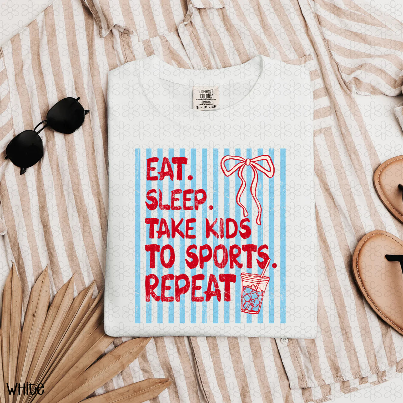Eat. Sleep. Take Kids To Sports. Repeat - Blue Completed Tee