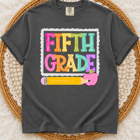 Fifth Grade Pencil Back to School Completed Tee