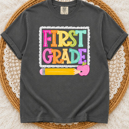 First Grade Pencil Back to School Completed Tee