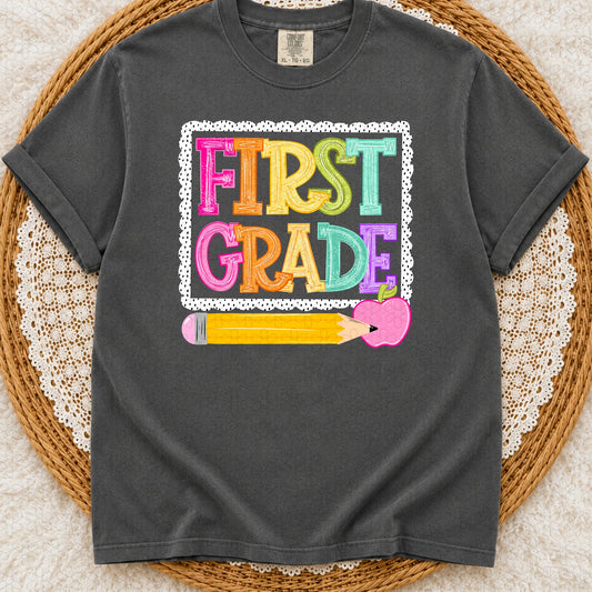 First Grade Pencil Back to School Completed Tee