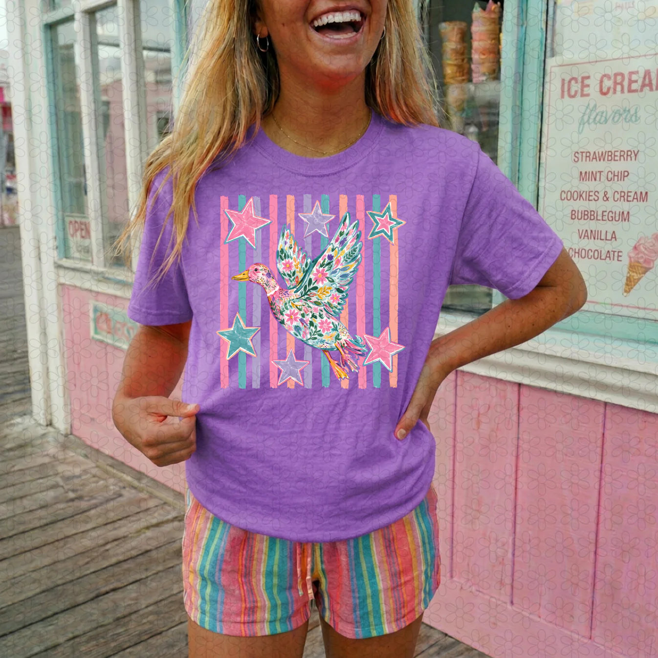 Floral Duck Completed Tee