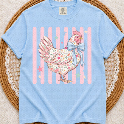 Floral Hen Completed Tee