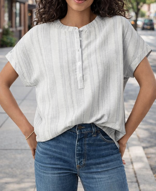Gray Breathable Button Top March. | Boutique Children's Clothing