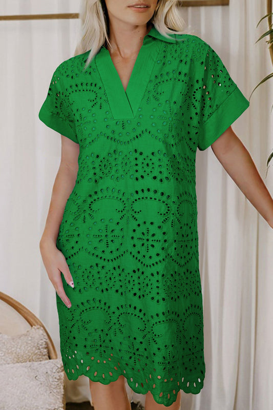 Green Eyelet Dress RTS | Boutique Children's Clothing