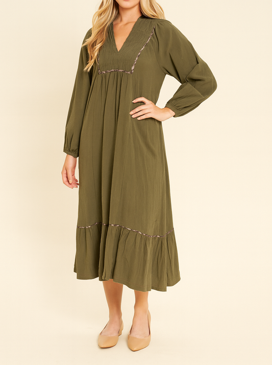 Leopard Trim Dress RTS | Boutique Children's Clothing