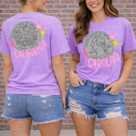 Heads Carolina Tails California Completed Tee