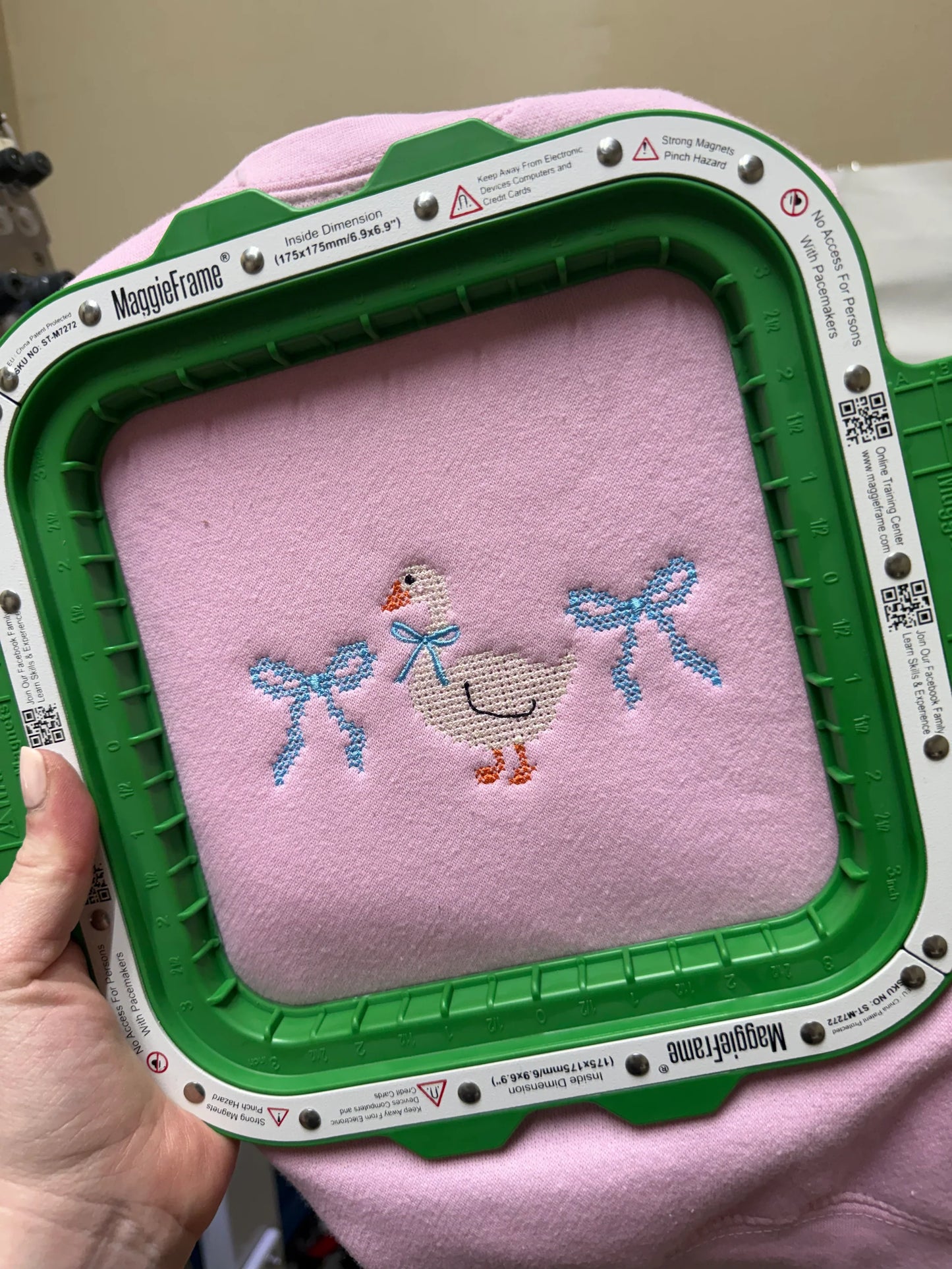 Goose With Coquette Bows Embroidery