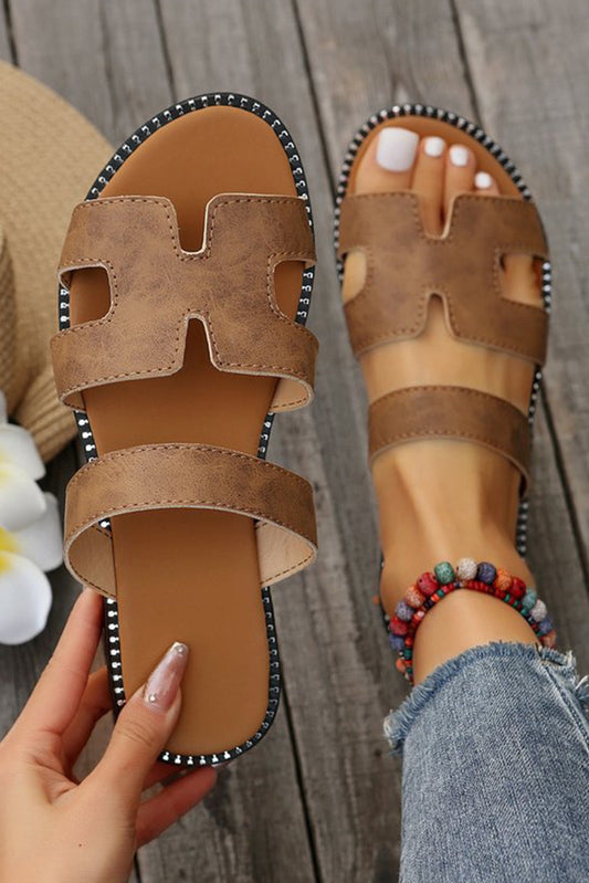 Brown H Cutout Sandals March. | Boutique Children's Clothing