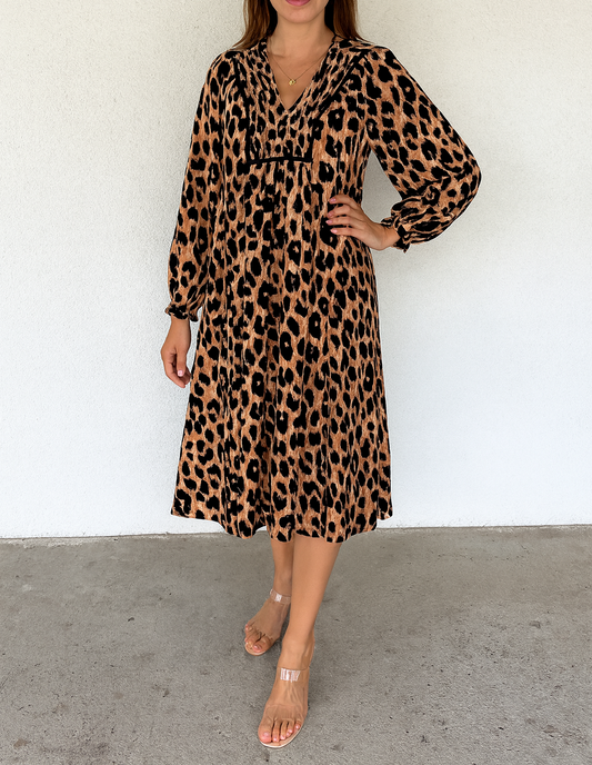 Leopard Smocked Midi Dress RTS | Boutique Children's Clothing