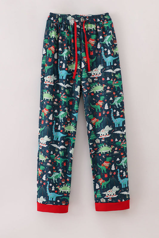Green dinosaur print dad pajamas pants | Boutique Children's Clothing