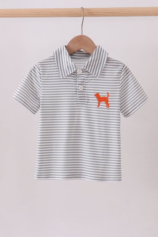 Orange Tennessee embroidery stripe button down shirt | Boutique Children's Clothing