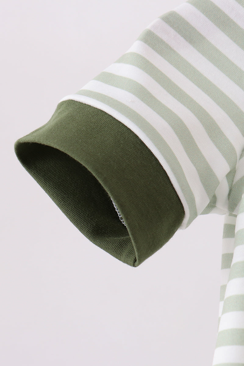 Green Duck Embroidered Stripe Romper | Boutique Baby Boy Romper | Embroidered Children's Boutique | Blush & Briar Co.