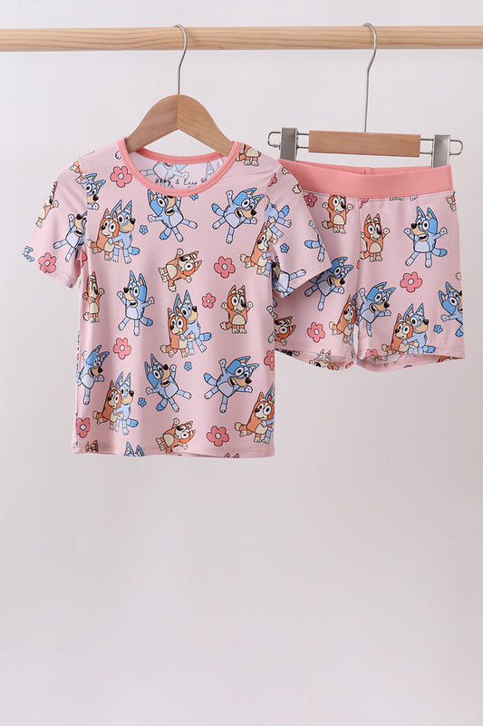Pink character bamboo 2pc pajama set | Boutique Children's Clothing