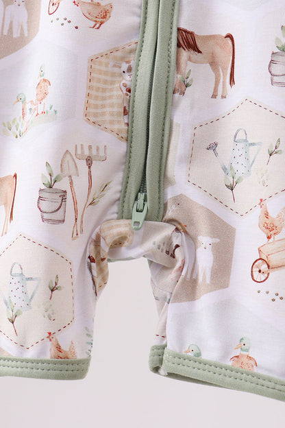 Farm animal bamboo romper