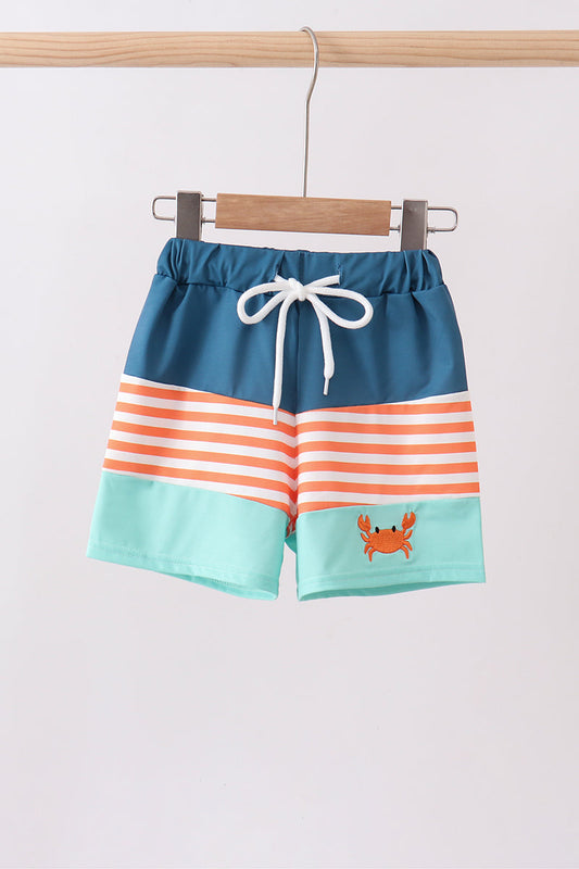 Crab embroidery swim trunks | Boutique Children's Clothing