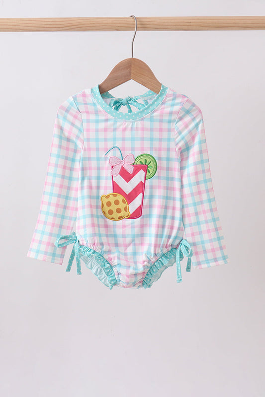 Green plaid horse applique rashguard | Boutique Children's Clothing