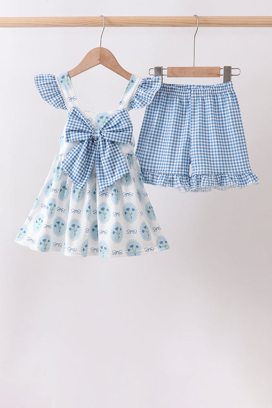 Blue Retro Floral Set | Boutique Children's Clothing