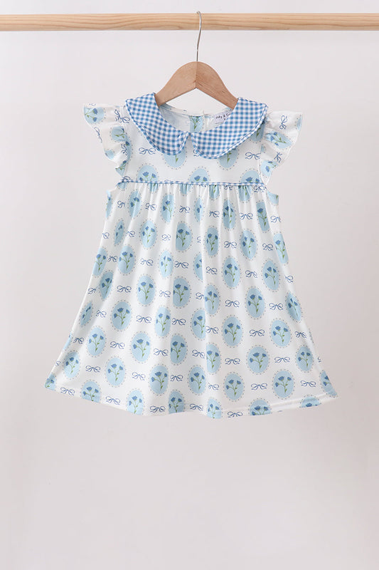 Blue Retro Floral Dress | Boutique Children's Clothing