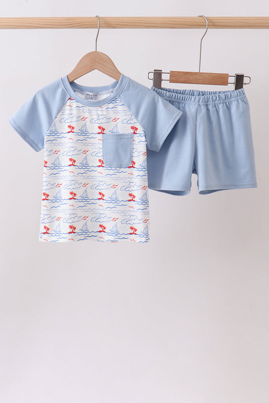 Blue Sailboat Set | Boutique Children's Clothing