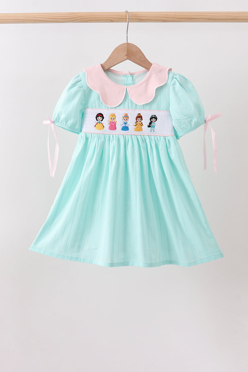 Mint Princess Smocked Jacquard Dress | Boutique Children's Clothing
