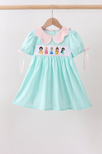 Mint Princess Smocked Jacquard Dress | Boutique Children's Clothing
