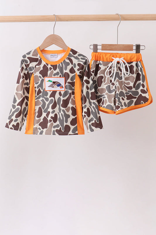 Camo Mallard Embroidered UPF Swim Set | Boutique Children's Clothing
