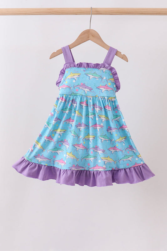 Blue Shark Dress | Boutique Children's Clothing