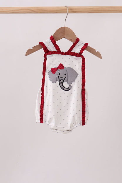 Maroon Elephant Applique Ruffle Bubble