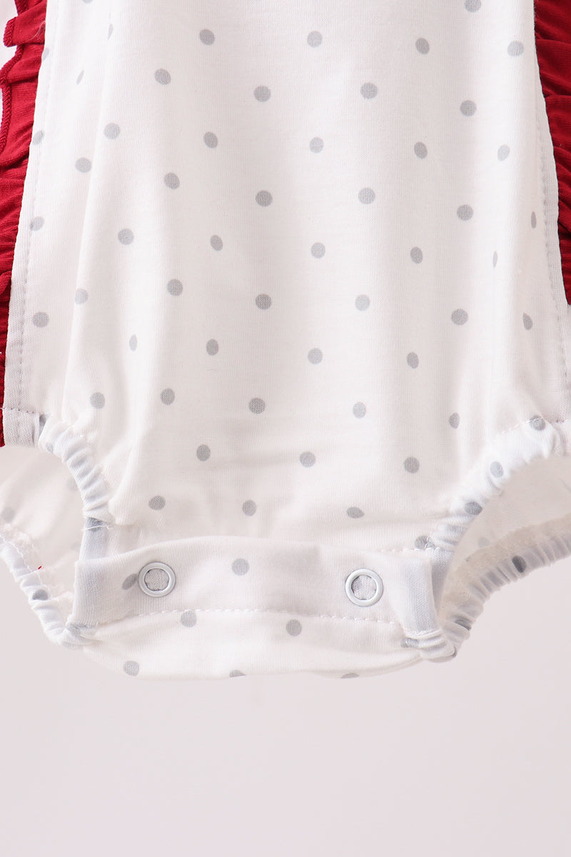 Maroon Elephant Applique Ruffle Bubble