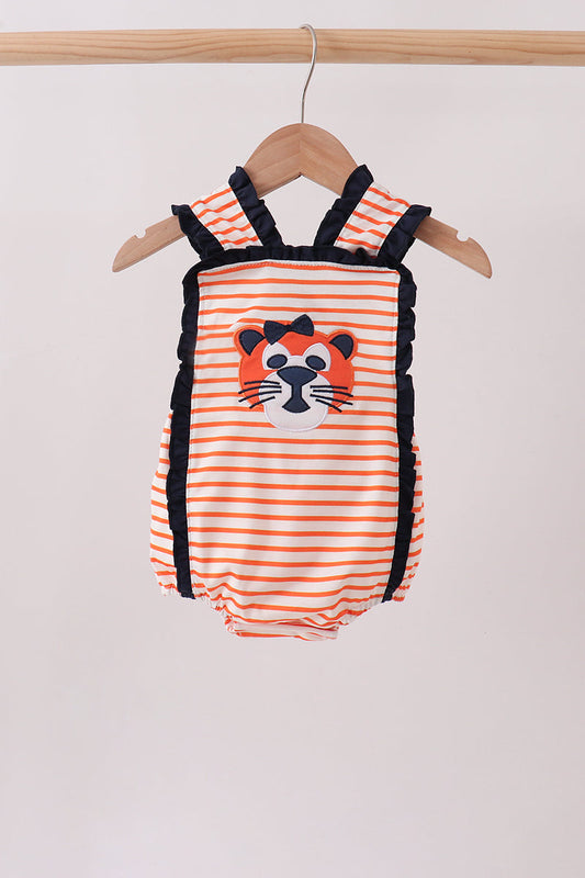 Tiger Applique Ruffle Stripe Bubble
