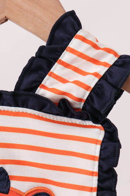 Tiger Applique Ruffle Stripe Bubble
