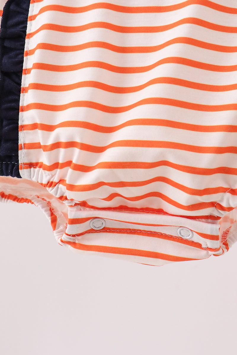 Tiger Applique Ruffle Stripe Bubble