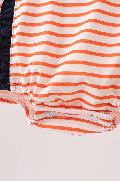 Tiger Applique Ruffle Stripe Bubble