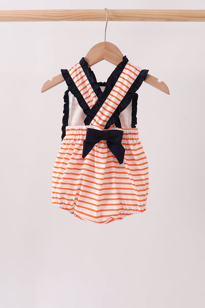 Tiger Applique Ruffle Stripe Bubble