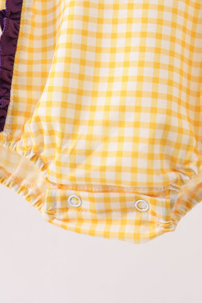 Purple Tiger Applique Ruffle Bubble